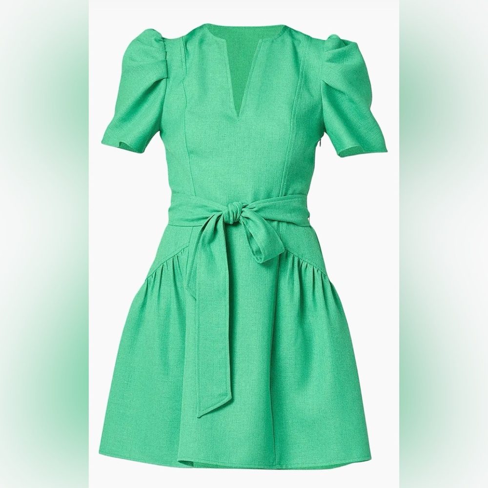 Shoshanna Kylie Spring Green Mini Dress sz 2 Tie NEW NWT
